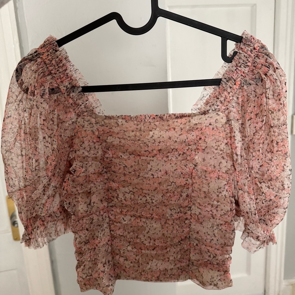 H&M ruched crop top, extra small, pink/coral.